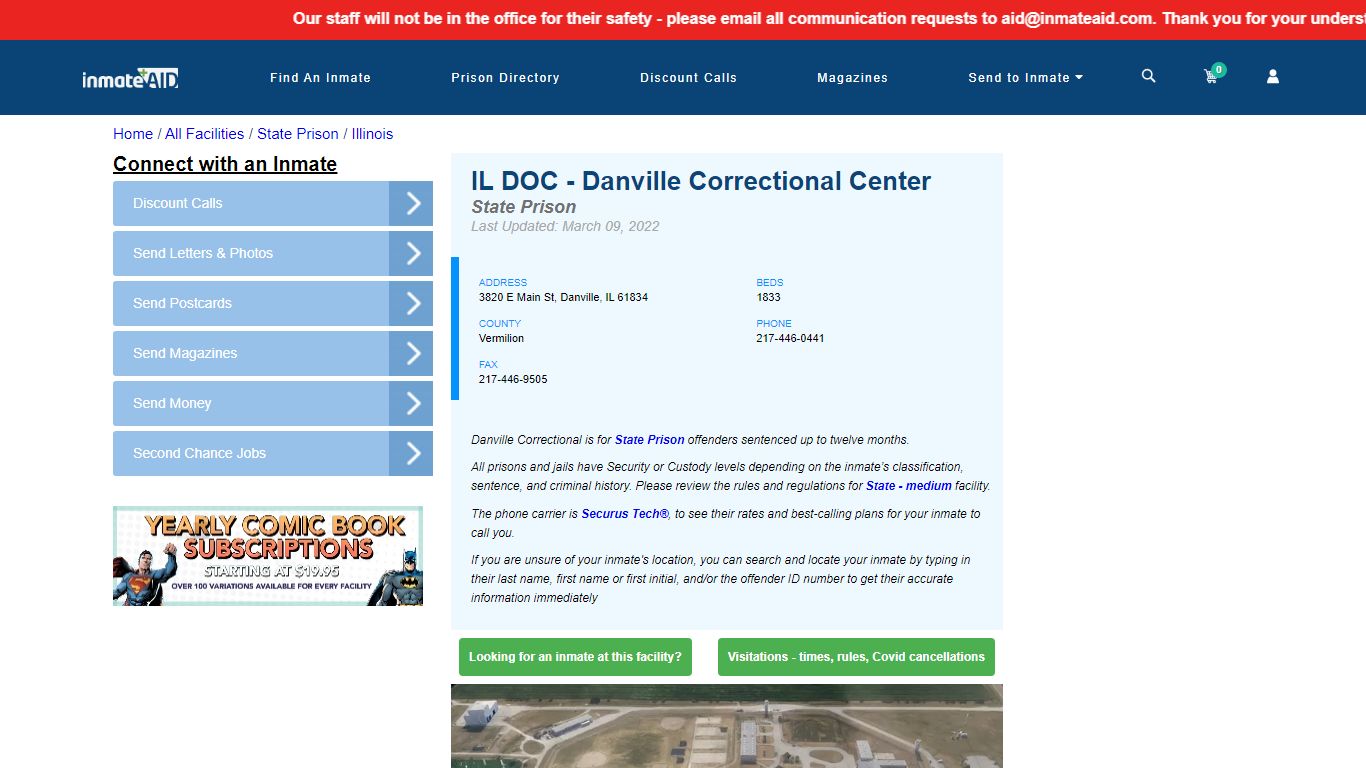 IL DOC - Danville Correctional Center & Inmate Search ...