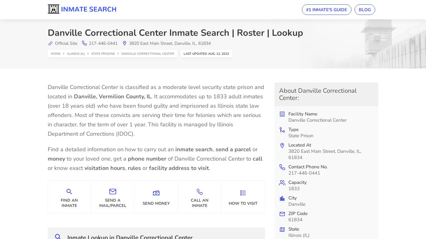 Danville Correctional Center Inmate Search | Roster | Lookup